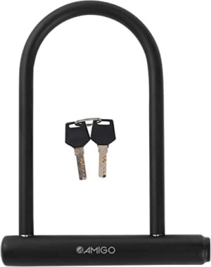 Amigo 19014 zapięcie rowerowe z okrągłym pałąkiem, z 2 kluczami, kolor czarny