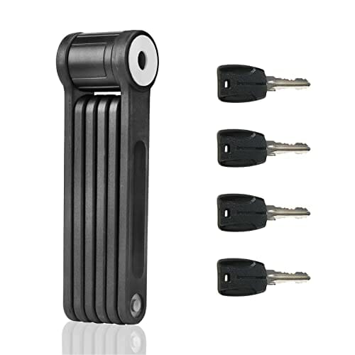 BIGLUFU Zapięcie rowerowe, składane zapięcie rowerowe z uchwytem, długość 86 cm, z 6 stopami, połączenie do motocykli, rowerów wyścigowych, rowerów elektrycznych (blokada z 4 kluczami) - obrazek 7