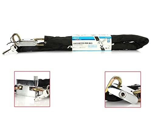 Łańcuch Antywłamaniowy z Kłódką, 8X1000mm, Dla Motocykli Skuter Rowerowy, 3 Klucze W Zestawieniu - obrazek 3