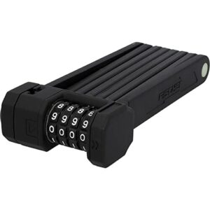 Zamek składany PROTEC FN110, zamek rowerowy, zamek szyfrowy z 4-krotnym wałkiem numerycznym do 10 000 kombinacji, 110 cm, czarny