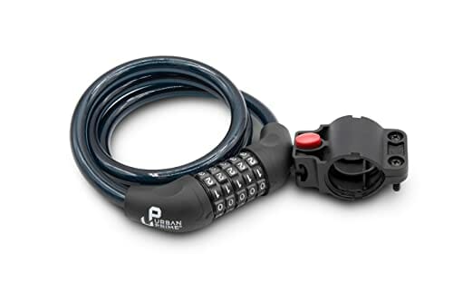 Urban Prime Combination lock - Kłódka antywłamaniowa do rowerów i skuterów, zamek szyfrowy, kabel 120 cm, kolor oktanowy - obrazek 5