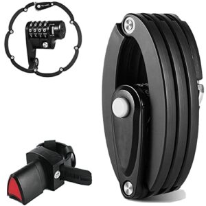 Carkio Składany zamek rowerowy, przenośny zamek rowerowy z 4-cyfrowym połączeniem bez kluczy do przenoszenia, wysokie bezpieczeństwo, antykradzieżowa składana blokada rowerowa z uchwytem montażowym, wytrzymała stal stopowa