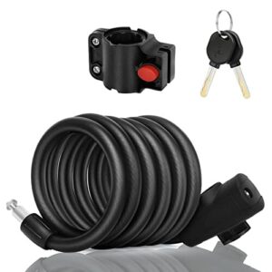 Wonnell Zamek rowerowy, 180 cm/12 mm, spiralny zamek z 2 kluczami, zapięcie rowerowe do dużych obciążeń, bardzo wysoki poziom bezpieczeństwa do roweru, tricycle, skutera, zamka rowerowego