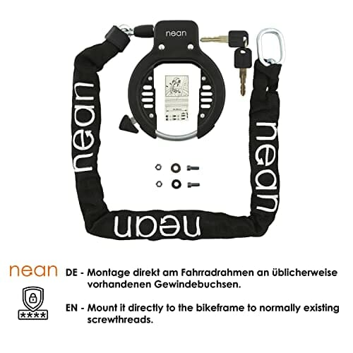 Nean zapięć rowerowe, zapięcie na ramę z łańcuchem, pierścieniowe, obr - obrazek 7