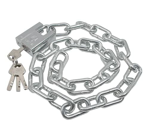 Blokady łańcucha, zamek łańcucha rowerowego bezpieczeństwa - 80 cm długości łańcucha i zestaw 40 mm blokady blokady - zapięcie rowerowe wykonane ze specjalnie hartowanej stali do rowerów rowerowych, motocykli, drzwi, ogrodzenia bramy z 4 kluczami - obrazek 9