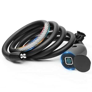 eLinkSmart Zamek rowerowy na odcisk palca, otwieranie odcisków palców lub aplikacji na telefon, zdalnie sterowany, aplikacja autoryzowana odblokowanie, odblokowywanie zapisu, harmonogram, stalowy zamek z kablem 1,5 m, wodoodporny, antykradzieżowy, ładowanie USB