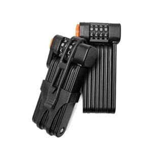 Składany zamek rowerowy z uchwytem, 4-cyfrowy zamek szyfrowy, stal hartowana, 85 cm, z 8 segmentami stalowymi, składany zamek do rowerów wyścigowych, górskich, BMX-E-Bikes, poziom bezpieczeństwa 10