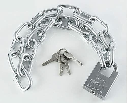 Blokady łańcucha, zamek łańcucha rowerowego bezpieczeństwa - 80 cm długości łańcucha i zestaw 40 mm blokady blokady - zapięcie rowerowe wykonane ze specjalnie hartowanej stali do rowerów rowerowych, motocykli, drzwi, ogrodzenia bramy z 4 kluczami - obrazek 8