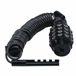 AIXMEET Kabel blokujący rower z 4-cyfrowym numerem resetowalnym, ultralekki zamek na kabel rowerowy, szyfrowy zamek do roweru, hulajnogi, narty, kasku, bagażu (czarny)
