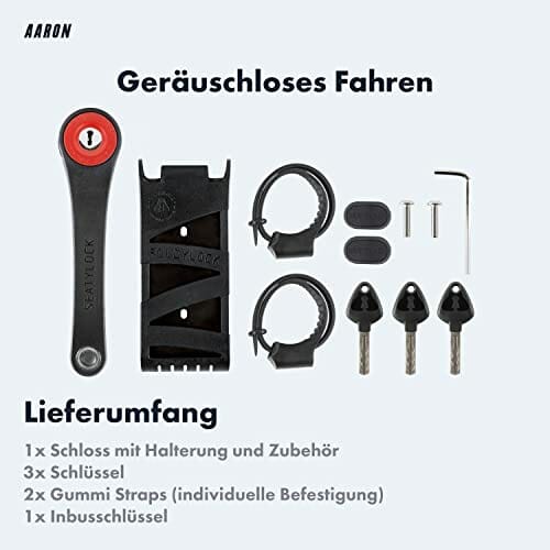 AARON Mini zapięcie rowerowe – bezpieczne składane zapięcie poziom 14, opatentowany zamek wysokiego bezpieczeństwa z uchwytem – lekkie zapięcie rowerowe z kluczem do rowerów elektrycznych, rowerów wyścigowych, motocykli, MTB - obrazek 5