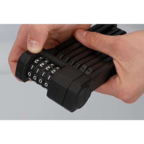 Zamek składany PROTEC FN110, zamek rowerowy, zamek szyfrowy z 4-krotnym wałkiem numerycznym do 10 000 kombinacji, 110 cm, czarny - obrazek 6