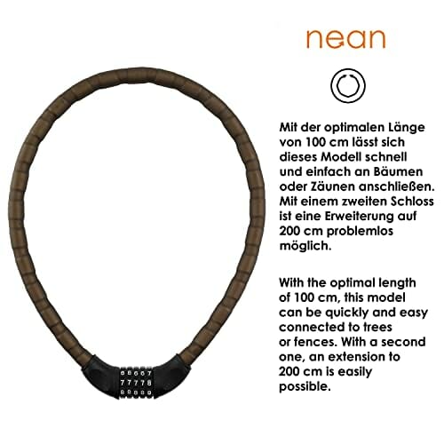 nean pancerka rowerowa, motocykl, zamek szyfrowy, zamek szyfrowy, czarny matowy, 20 x 1000 mm - obrazek 8