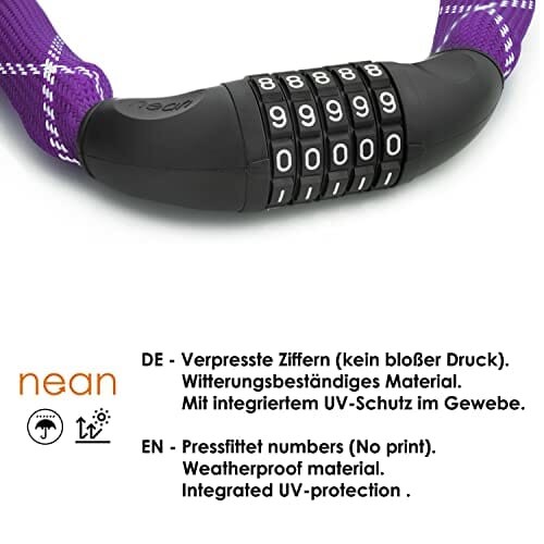 nean Zapięcie rowerowe z cyframi, wysokie bezpieczeństwo i bardzo wytr - obrazek 4