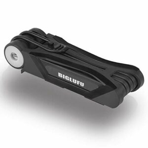 BIGLUFU Zapięcie rowerowe, składane zapięcie rowerowe z uchwytem, długość 86 cm, z 6 stopami, połączenie do motocykli, rowerów wyścigowych, rowerów elektrycznych (blokada z 4 kluczami)