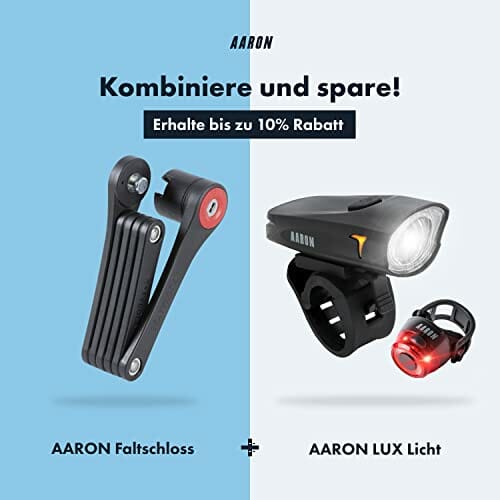 AARON Mini zapięcie rowerowe – bezpieczne składane zapięcie poziom 14, opatentowany zamek wysokiego bezpieczeństwa z uchwytem – lekkie zapięcie rowerowe z kluczem do rowerów elektrycznych, rowerów wyścigowych, motocykli, MTB - obrazek 2