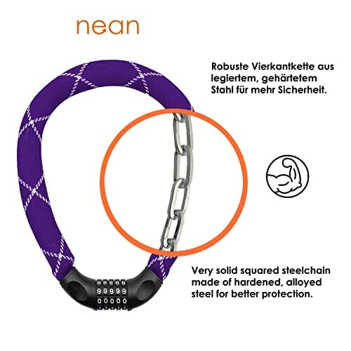 nean Zapięcie rowerowe z cyframi, wysokie bezpieczeństwo i bardzo wytr - obrazek 6