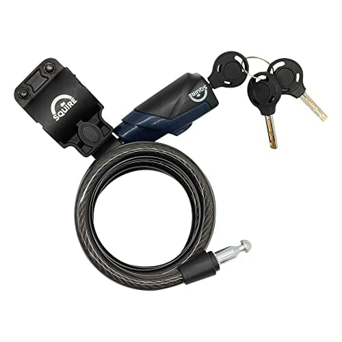 P4B | Rowerowy spiralny zamek kablowy z uchwytem - długość 1800 mm | zamek rowerowy z kluczem | średnica stali 10 mm | pleciona linka stalowa - obrazek 4