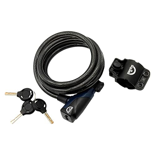 P4B | Rowerowy spiralny zamek kablowy z uchwytem - długość 1800 mm | zamek rowerowy z kluczem | średnica stali 10 mm | pleciona linka stalowa - obrazek 6