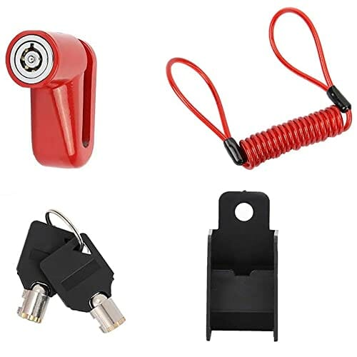 Blokada hamulca tarczowego, zamki tarczowe motocykla, skuter elektryczny, ochrona przed kradzieżą z liną przypominającą o długości 1,2 m, blokada bezpieczeństwa do skuterów elektrycznych, roweru, motocykla (czerwony) - obrazek 6