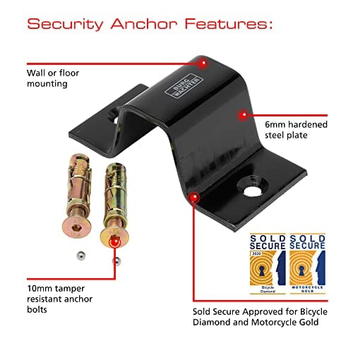 Burg-Wachter Unisex's 2 m sprzedawany bezpieczny zamek i kotwica do mocowania w ziemi zamek rowerowy, czarny - obrazek 10