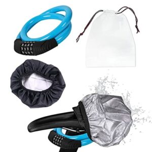 1 szt. niebieski zamek szyfrowy antykradzieżowy, z osłoną przeciwdeszczową i torbą do przechowywania, 4-cyfrowy kod bezpieczeństwa blokada kabla do roweru górskiego