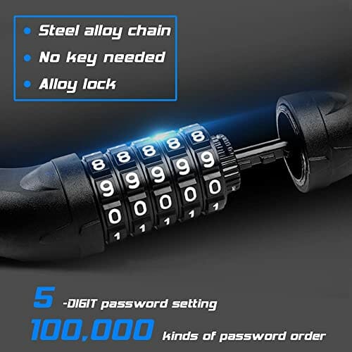 BIFY Zamek rowerowy, 38 mm (szerokość) x 970 mm (długość) 680 g, stalowy łańcuch łańcuchowy, z wysokim stopniem bezpieczeństwa, do rowerów, motocykli, drzwi, bramy (czerwony) - obrazek 5