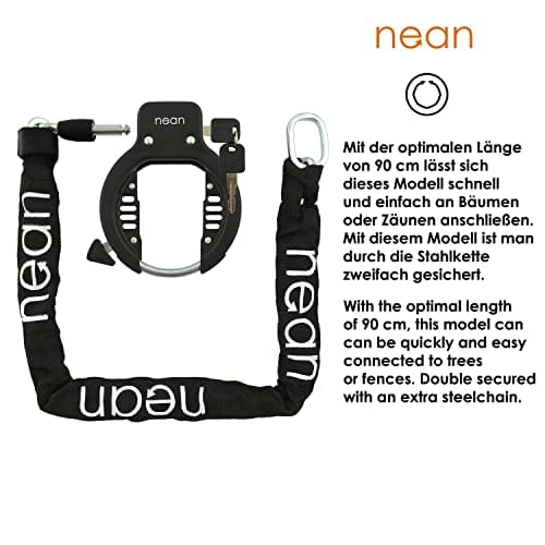 Nean zapięć rowerowe, zapięcie na ramę z łańcuchem, pierścieniowe, obr - obrazek 5