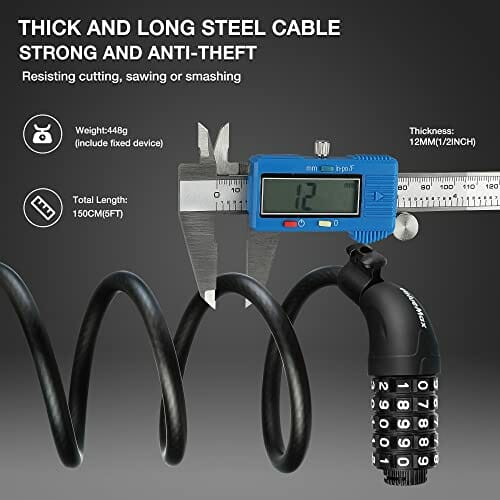 ValueMax Kabel rowerowy 150 cm x 12 mm z 5 cyframi Inteligentny kod, d - obrazek 7