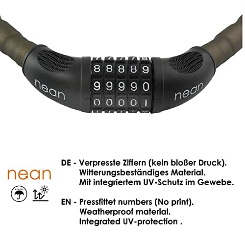 nean pancerka rowerowa, motocykl, zamek szyfrowy, zamek szyfrowy, czarny matowy, 20 x 1000 mm - obrazek 6