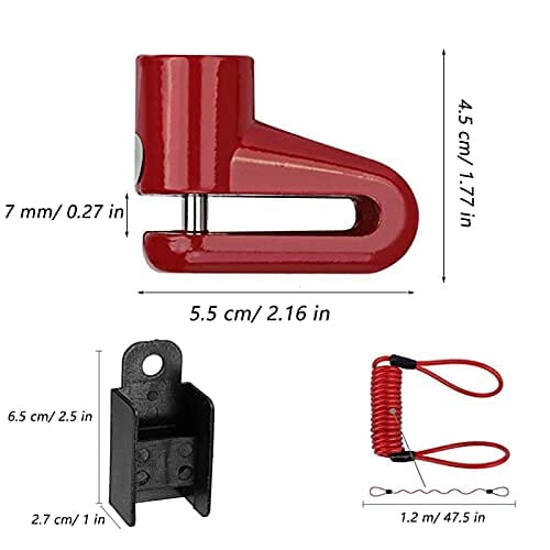 Bantre Blokada hamulca tarczowego do roweru, ochrona przed kradzieżą, blokada hamulca tarczowego, z linką przypominającą, do motocykli, rowerów, pojazdów elektrycznych - obrazek 2