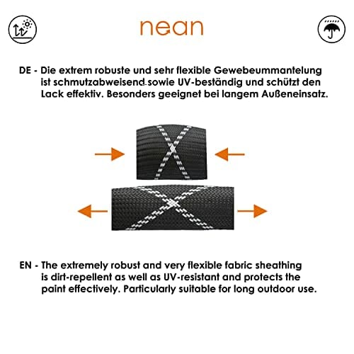 nean czworokątne zapięcie łańcuchowe do roweru, motocykla, 2 klucze bezpieczeństwa, wysokie bezpieczeństwo i bardzo wytrzymała powłoka z tkaniny, ogniwa łańcucha z hartowanej stali, 8 x 8 x 900 mm, kolor czarny - obrazek 5