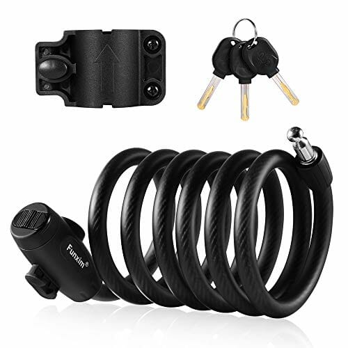 Blokada rowerowa Blokada kablowa 180 cm/12 mm z 2 kluczami i metalową linką Wytrzymała blokada rowerowa, bezpieczna kombinacja z uchwytem montażowym, wysokowydajny kabel do roweru trójkołowego skutera