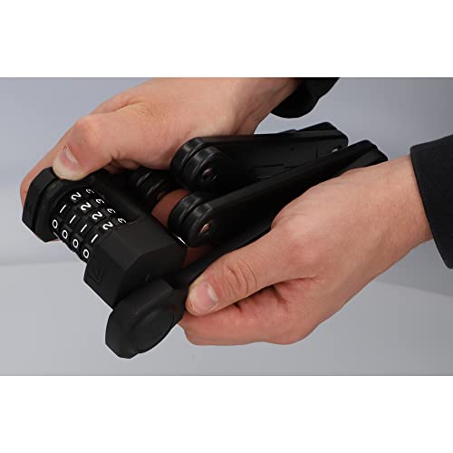 Zamek składany PROTEC FN110, zamek rowerowy, zamek szyfrowy z 4-krotnym wałkiem numerycznym do 10 000 kombinacji, 110 cm, czarny - obrazek 5