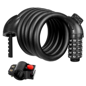 Blokada na hasło rowerowe, 120 cm/12 mm, kabel z 5-cyfrowym zamkiem szyfrowym, długie zamki kablowe do rowerów elektrycznych, górskich