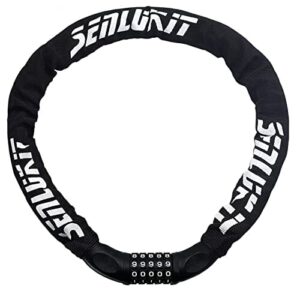Zapięcie rowerowe z cyframi i wysokim poziomem bezpieczeństwa, zapięcie łańcuchowe do roweru, motocykla, roweru, drzwi, bramy, ogrodzenia, grilla (czarne)