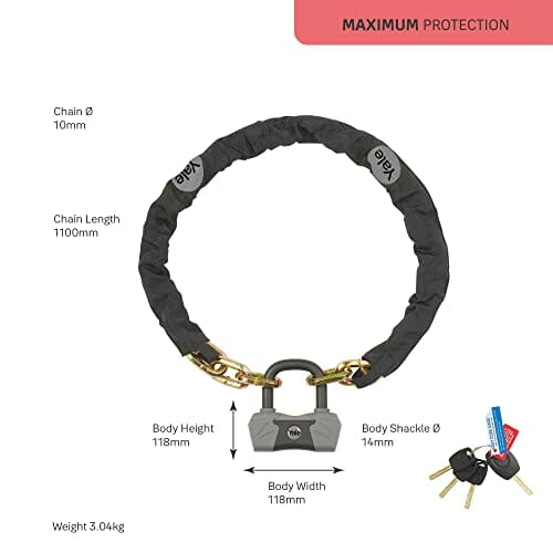 Yale YUL3C/14/230/1 Zapięcie Rowerowe, U Lock z Kablem, 230 mm, Stal H - obrazek 6