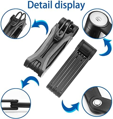 BIGLUFU Zapięcie rowerowe, składane zapięcie rowerowe z uchwytem, długość 86 cm, z 6 stopami, połączenie do motocykli, rowerów wyścigowych, rowerów elektrycznych (blokada z 4 kluczami) - obrazek 5