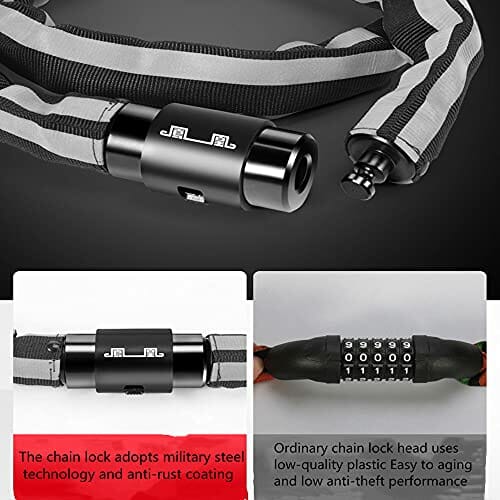 ChenYu 100 cm zapięcie łańcuchowe, łańcuch czworokątny z kluczem do zabezpieczania ciężkich motocykli, rowerów i rowerów elektrycznych, najwyższy poziom bezpieczeństwa, wytrzymałość 7 mm - obrazek 6