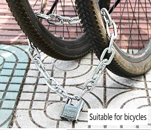 Blokady łańcucha, zamek łańcucha rowerowego bezpieczeństwa - 80 cm długości łańcucha i zestaw 40 mm blokady blokady - zapięcie rowerowe wykonane ze specjalnie hartowanej stali do rowerów rowerowych, motocykli, drzwi, ogrodzenia bramy z 4 kluczami - obrazek 7