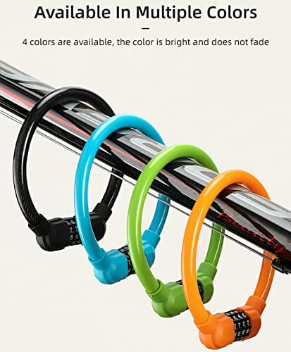 2 zapięcie rowerowe z zamkiem szyfrowym, zapięcie rowerowe dla dzieci, z 4-cyfrowym kodem, mini, przenośne, można dowolnie łączyć, do roweru, motocykla, bramy, ogrodzenia, niebieski - obrazek 2