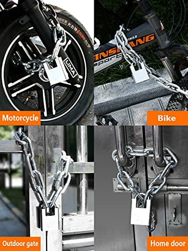 Bezpieczne zamki łańcuchowe do roweru, zestaw kłódki do motocykla, długość łańcuszka 80 cm, z 8 mm hartowanej specjalnej stali okrągłej blokady łańcucha-nadaje się do rowerów elektrycznych, rowerów i motocykli z 4 kluczami - obrazek 4