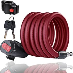 SenluKit Zapięcie rowerowe, bardzo wysokie, zapięcie kablowe do roweru, do skutera, zapięcie rowerowe z kluczem, zabezpieczenie antykradzieżowe, 180 cm