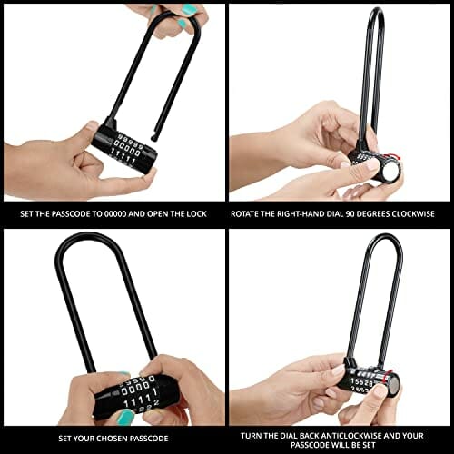 Kurtzy 5-cyfrowa kłódka szyfrowa, długa szekla 15,5 cm, wytrzymała, wo - obrazek 4