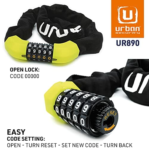 URBAN UR890 Blokada Rowerowa Łańcuch Stalowy Antykradzieżową Ø8 100cm - obrazek 2