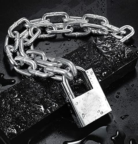 Blokady łańcucha, zamek łańcucha rowerowego bezpieczeństwa - 80 cm długości łańcucha i zestaw 40 mm blokady blokady - zapięcie rowerowe wykonane ze specjalnie hartowanej stali do rowerów rowerowych, motocykli, drzwi, ogrodzenia bramy z 4 kluczami - obrazek 3