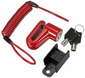 DollaTek Blokada hamulców tarczowych antykradzieżowych z drutu stalowego do mini Xiaomi Mijia M365 Ninebot elektryczny inteligentny skuter deskorolka koła zamek odporny na kradzież (czerwony)