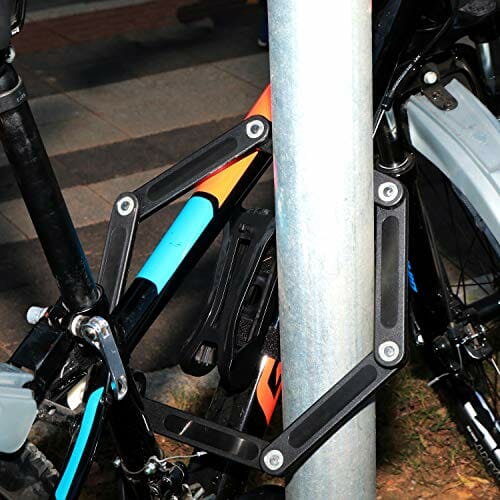 BIGLUFU Zapięcie rowerowe, składane zapięcie rowerowe z uchwytem, długość 86 cm, z 6 stopami, połączenie do motocykli, rowerów wyścigowych, rowerów elektrycznych (blokada z 4 kluczami) - obrazek 3