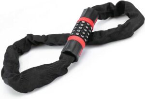 Zapięcie rowerowe z zamkiem szyfrowym, 6 mm, wysokie bezpieczeństwo, zapięcie łańcuchowe z kodem, zapięcie rowerowe z hartowanej stali, do roweru, motocykla (90 cm)