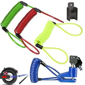 GZLFH blokada tarczy hamulcowej, zapięcie rowerowe z 4 kolorami, linka przypomniająca do motocykla Mijia M365 (czerwony, żółty, niebieski, zielony, z liną drucianą)