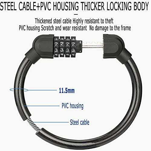 2 szt. Zamek rowerowy z 4-cyfrowym hasłem - kabel antykradzieżowy do r - obrazek 7